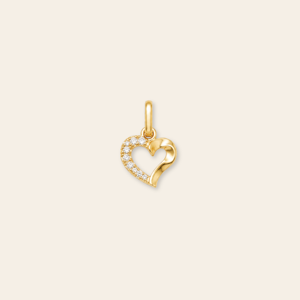 14k CZ Heart Pendant