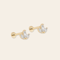 14k CZ Lotus Flatback Stud