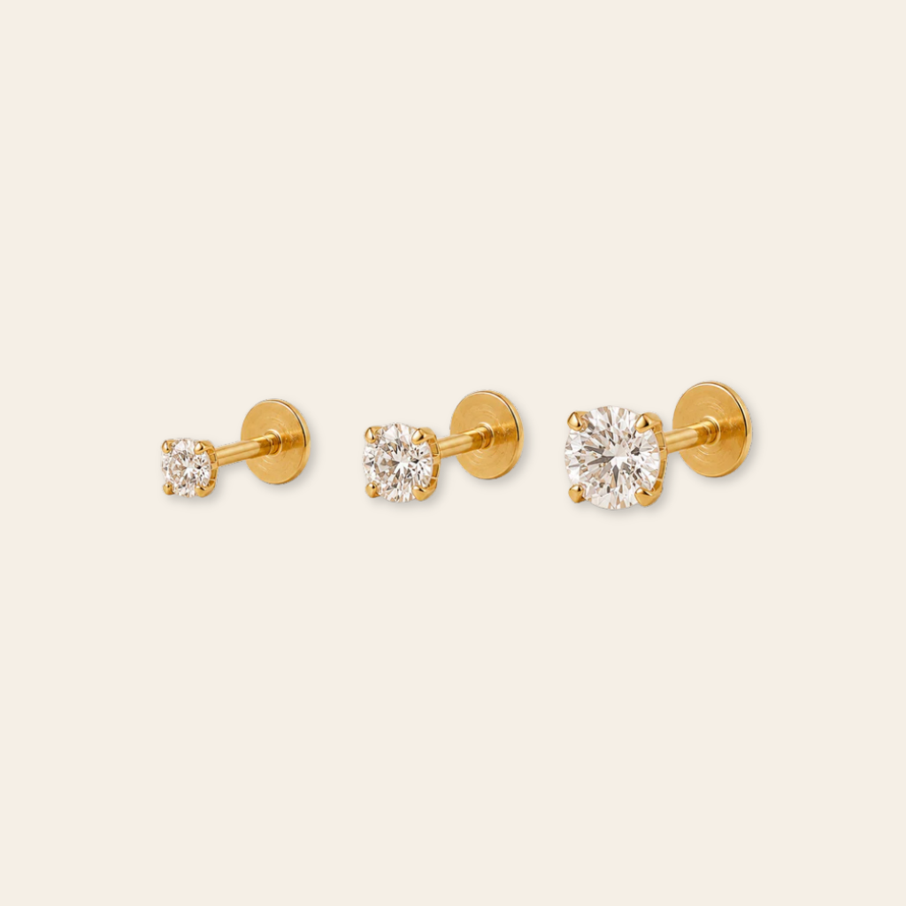 14k CZ Flatback Stud
