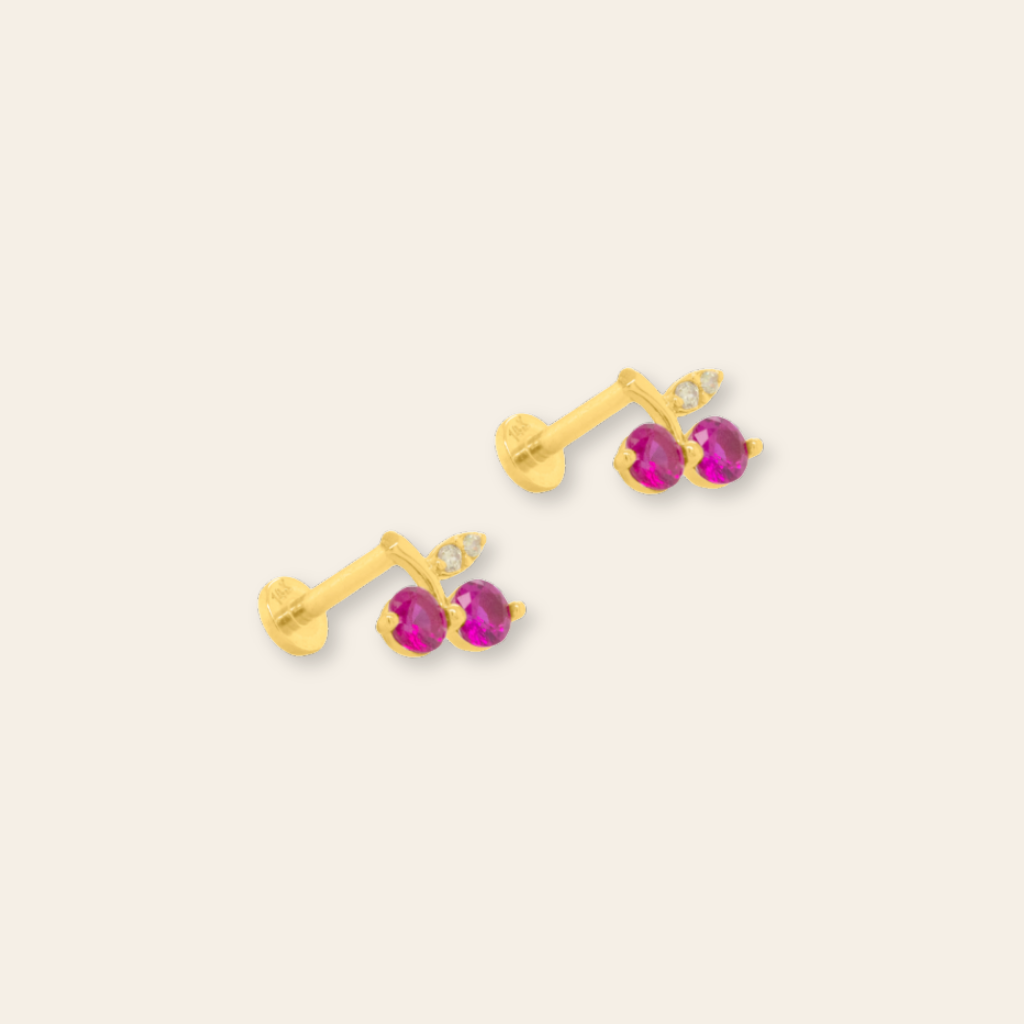 14k Cherry Flatback Stud