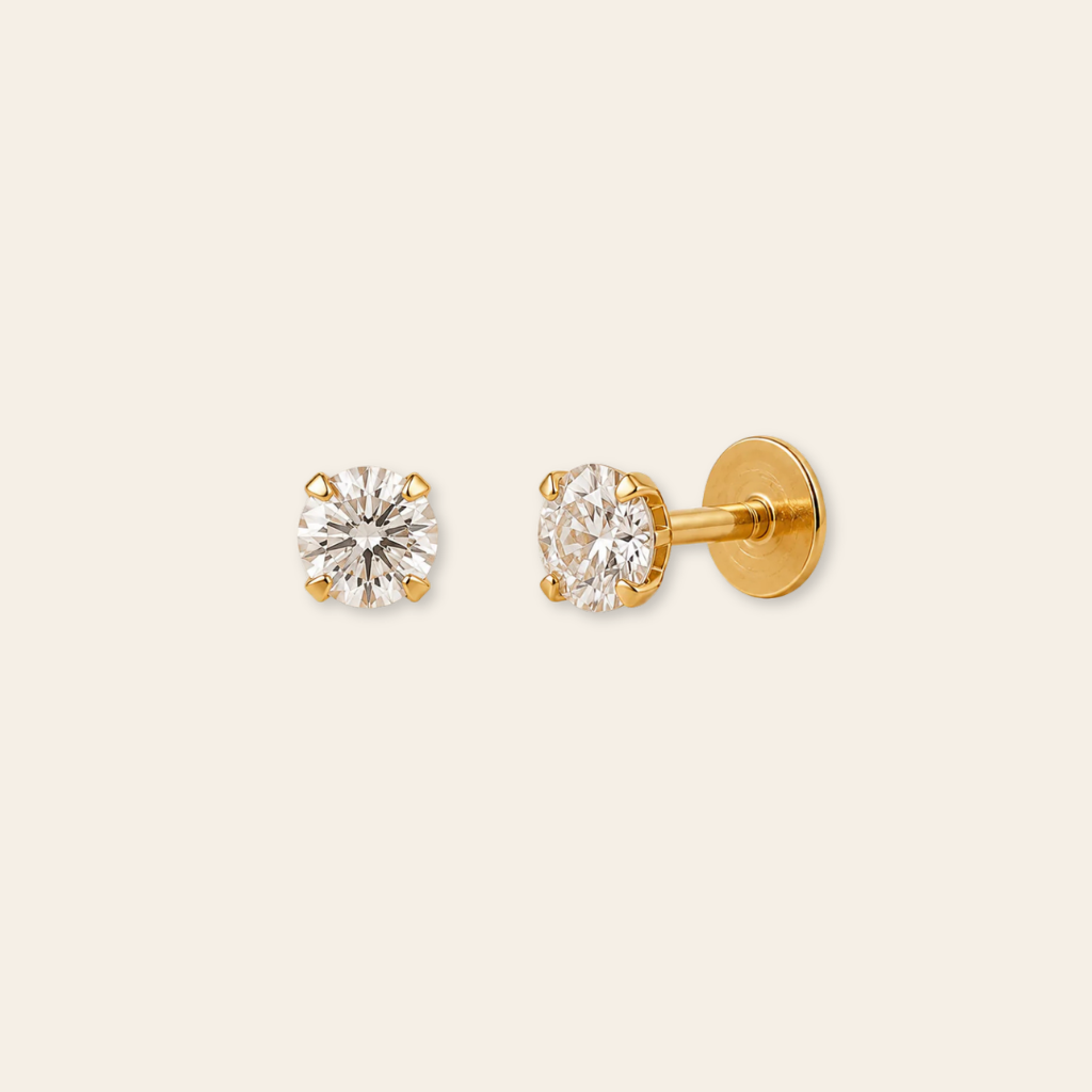 14k CZ Flatback Stud