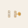 14k Triple CZ Flatback Stud
