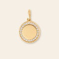 Personalized 10k Solid Gold Halo CZ Disc Necklace