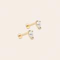 14k CZ Pear Flatback Stud