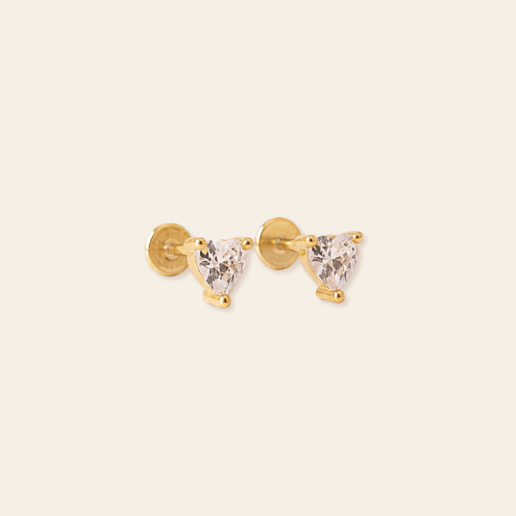 CZ Heart Flatback Studs