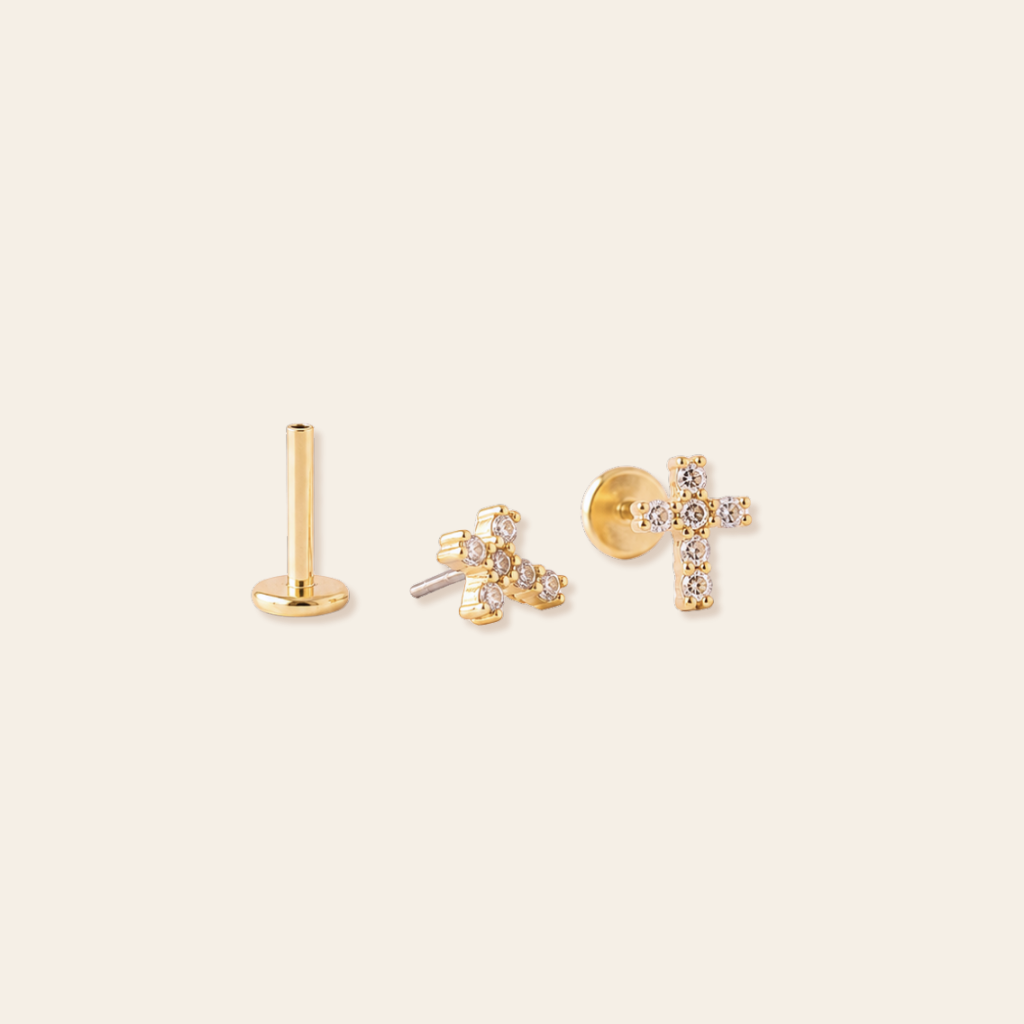 CZ Cross Flatback Studs