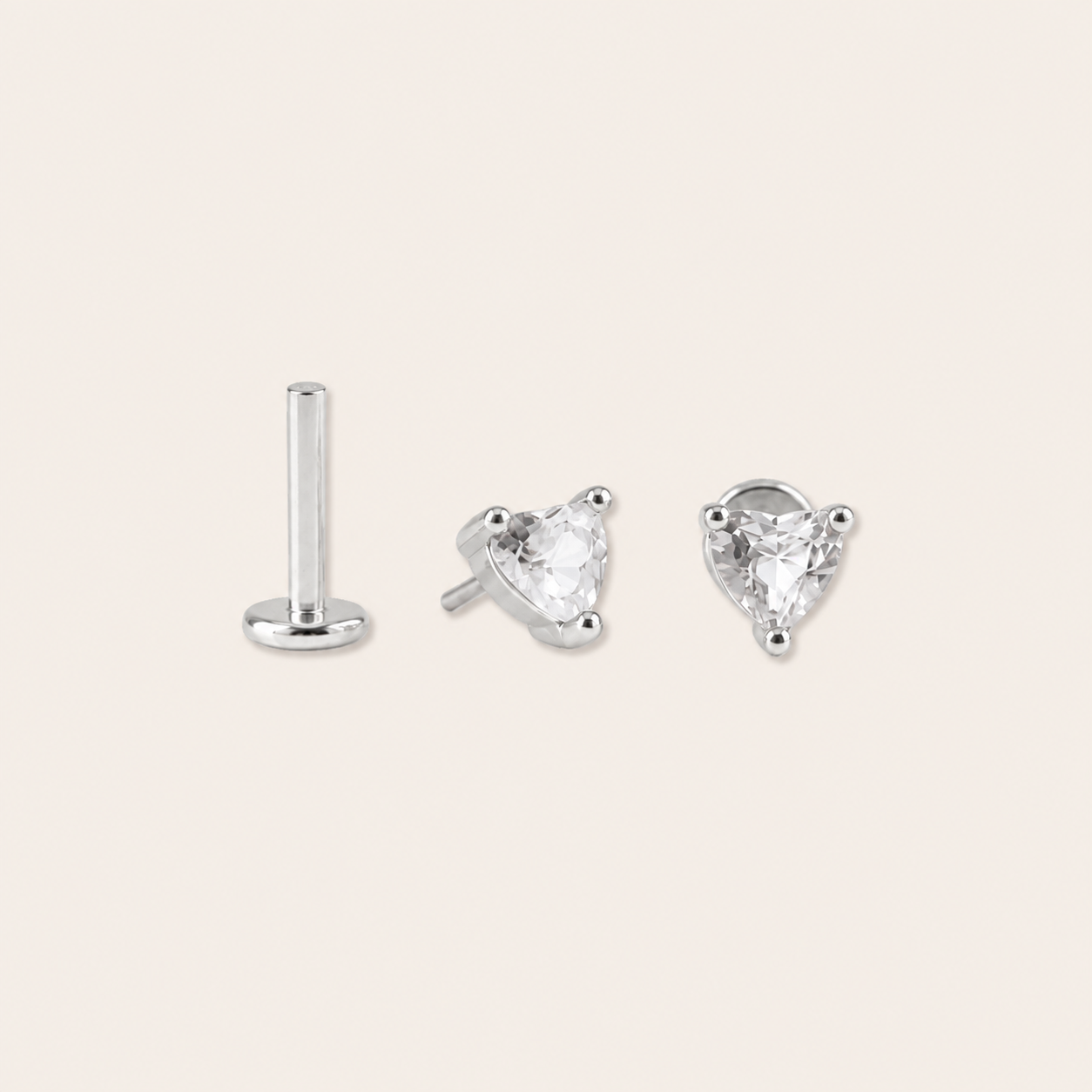CZ Heart Flatback Studs