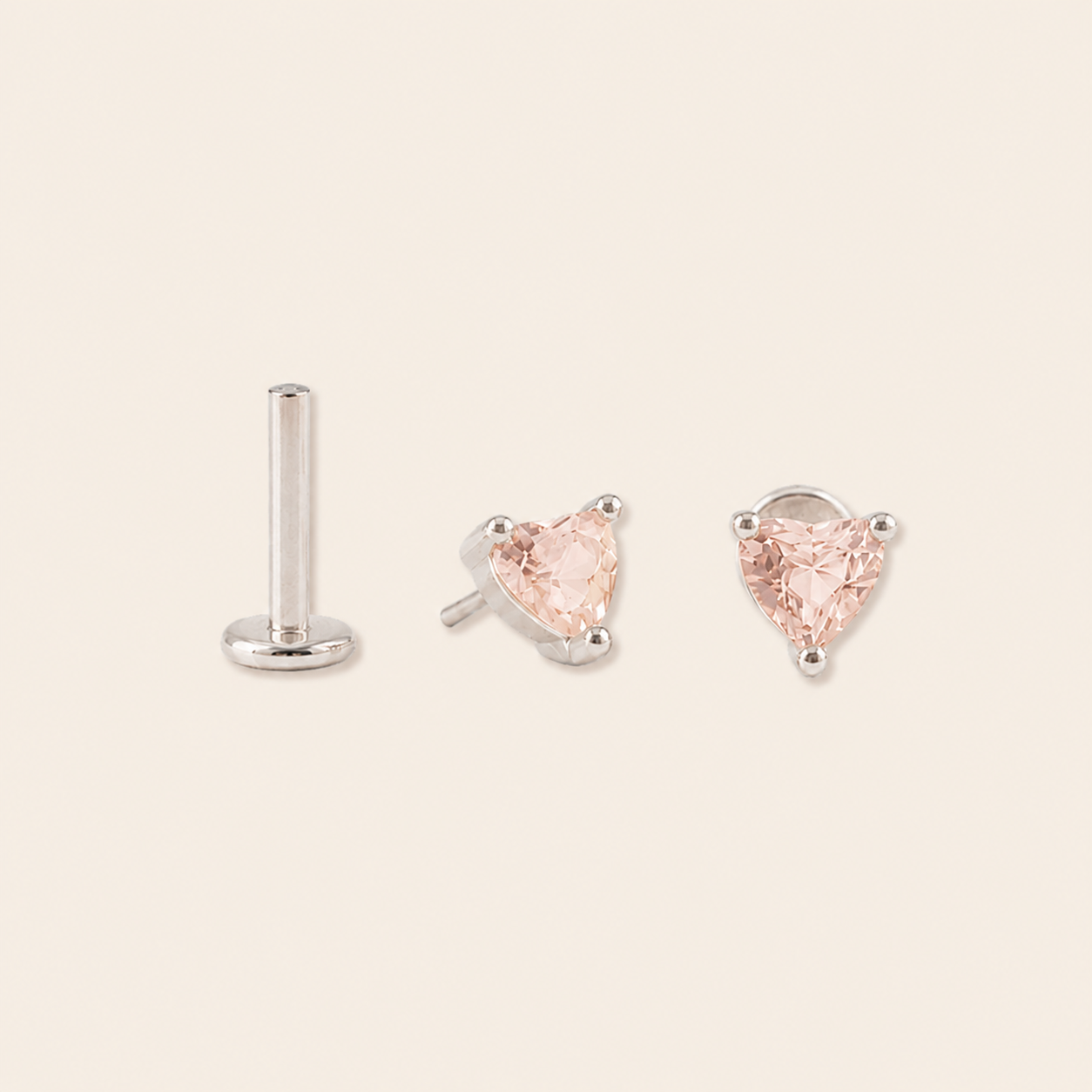 CZ Heart Flatback Studs
