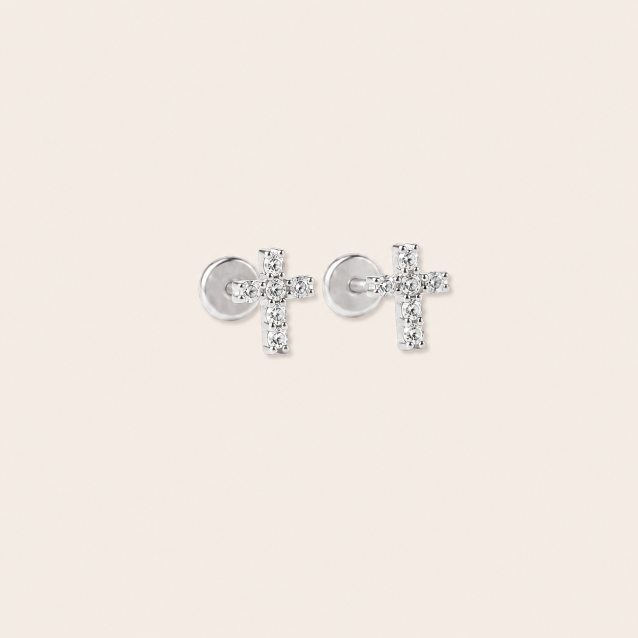 CZ Cross Flatback Studs