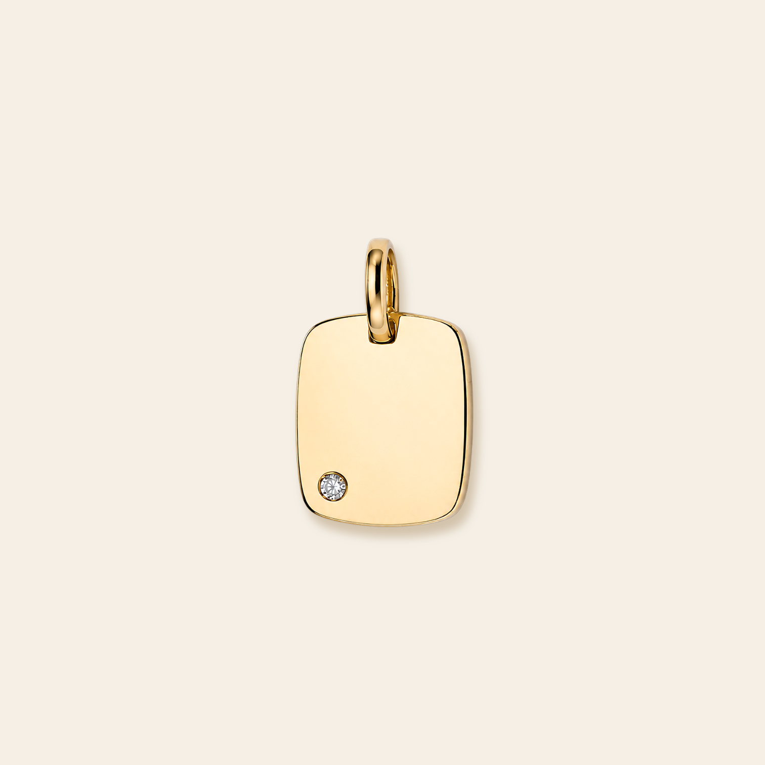 Personalized 10k Solid Gold Tag CZ Necklace